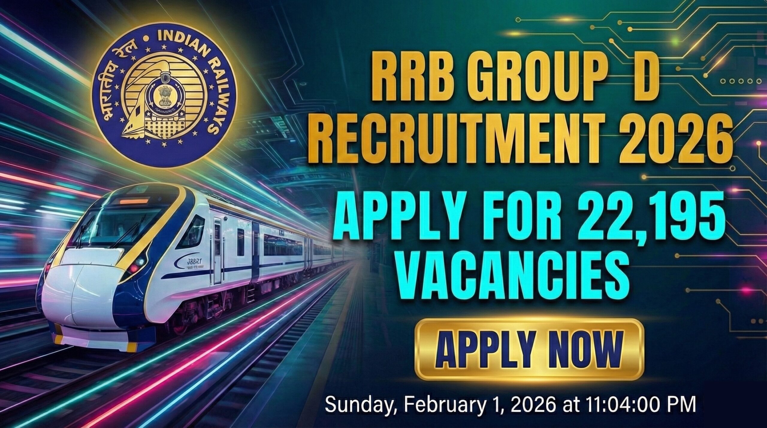 RRB Group D Recruitment 2026: Apply for 22,195 Vacancies | Last Date 2nd March RRB Group D Recruitment 2026